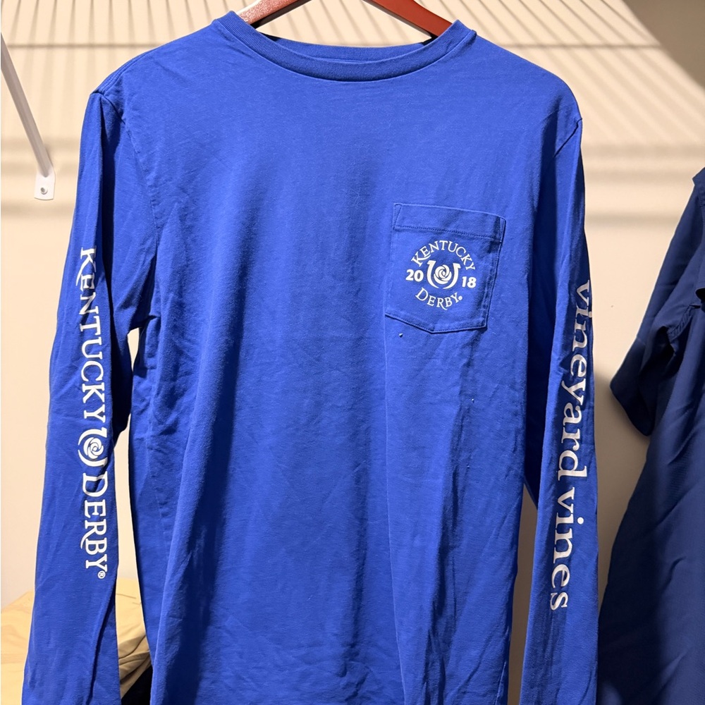 Vineyard Vines Kentucky Derby Blue Long Sleeve Tee